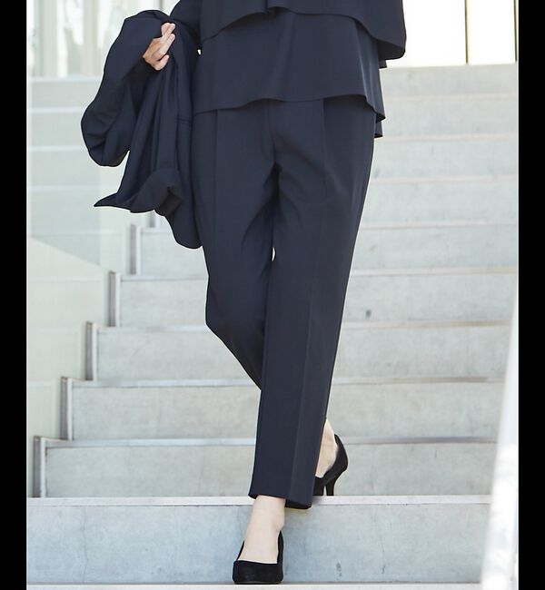 abahouse mavie「【エニデイカセット】タックテーパードパンツ」|スラックス|ダークネイビー