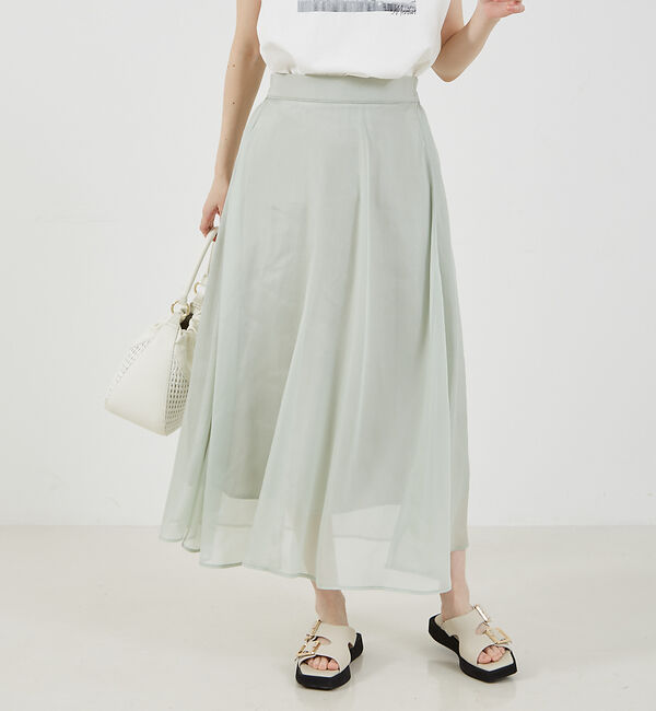 abahouse mavie「シアーフレアースカート」|スカート|セージグリーン