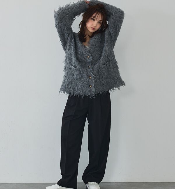 abahouse mavie「【スタッフ人気No1】シャギー起毛カーディガン/ニット/軽量/ガーリー/ふわふわ」|カーディガン|