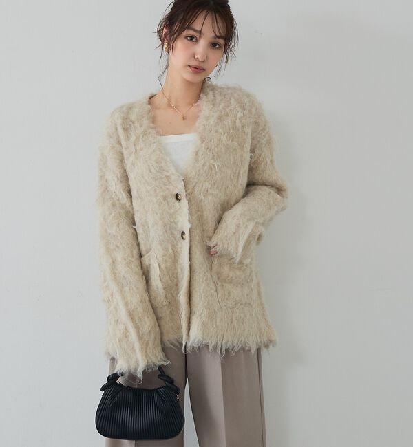 abahouse mavie「【スタッフ人気No1】シャギー起毛カーディガン/ニット/軽量/ガーリー/ふわふわ」|カーディガン|