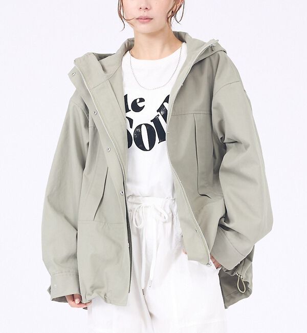 abahouse mavie「【春アウター】フーデッドブルゾン」|ブルゾン・スタジャン|カーキ