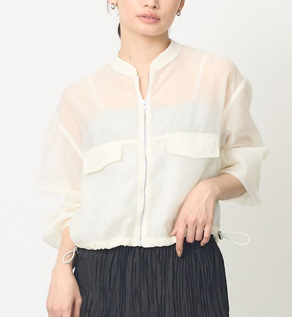 abahouse mavie「【サッと羽織れる】シアーブルゾン【予約】」|ブルゾン・スタジャン|オフホワイト