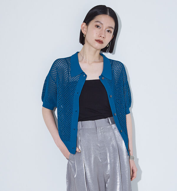 NOMINE「メッシュニットポロカーデ」|ポロシャツ|