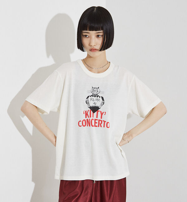 NOMINE「【RUSSELL/ラッセル別注】 CAT/猫 モチーフ Tシャツ」|Tシャツ・カットソー|ホワイト系その他2