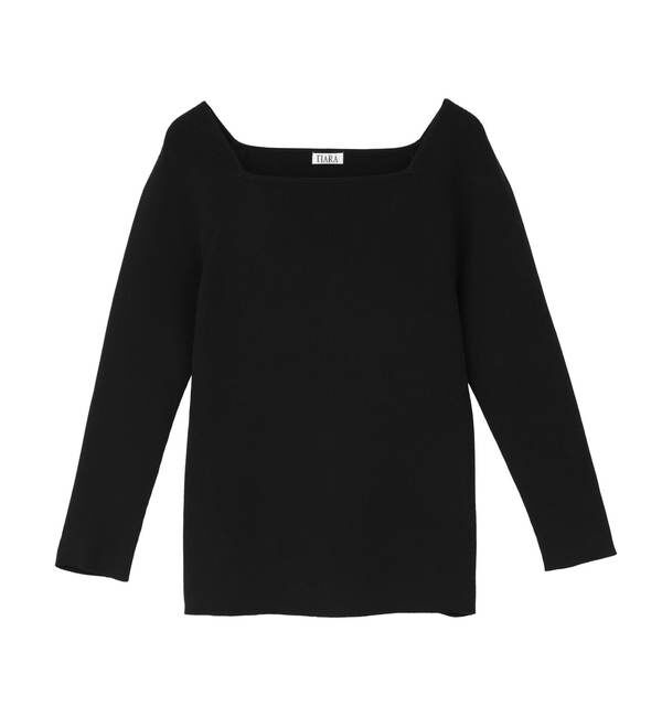 TIARA「スクエアネックリブニット」|ニット・セーター|ブラック