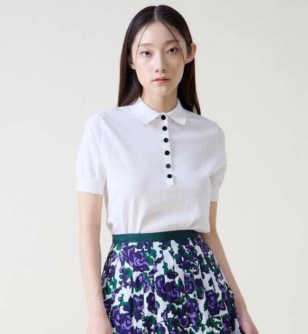 TIARA「ポロニットプルオーバー」|ニット・セーター|ホワイト