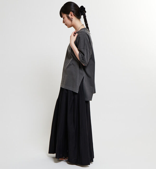 Soffitto「インド綿配色ゴムシャーリングギャザースカート」|スカート|