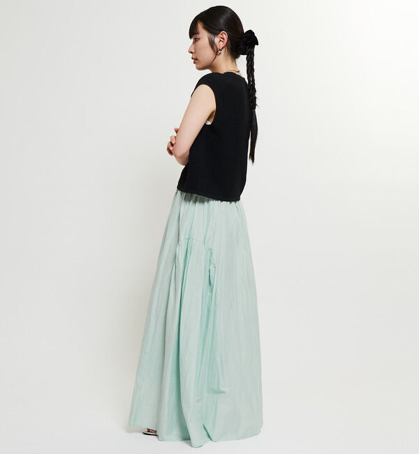 Soffitto「インド綿配色ゴムシャーリングギャザースカート」|スカート|