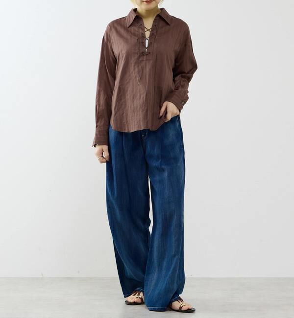 SOFFITTO「シアーデニムワイドパンツ」|デニム|