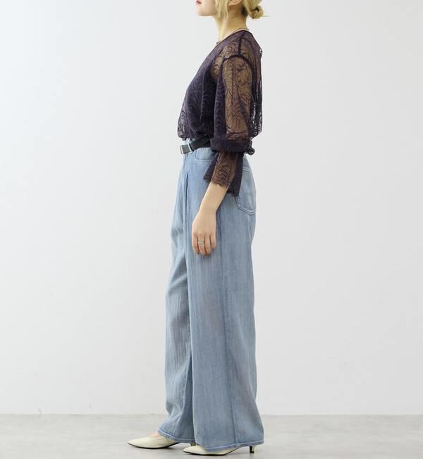 SOFFITTO「シアーデニムワイドパンツ」|デニム|