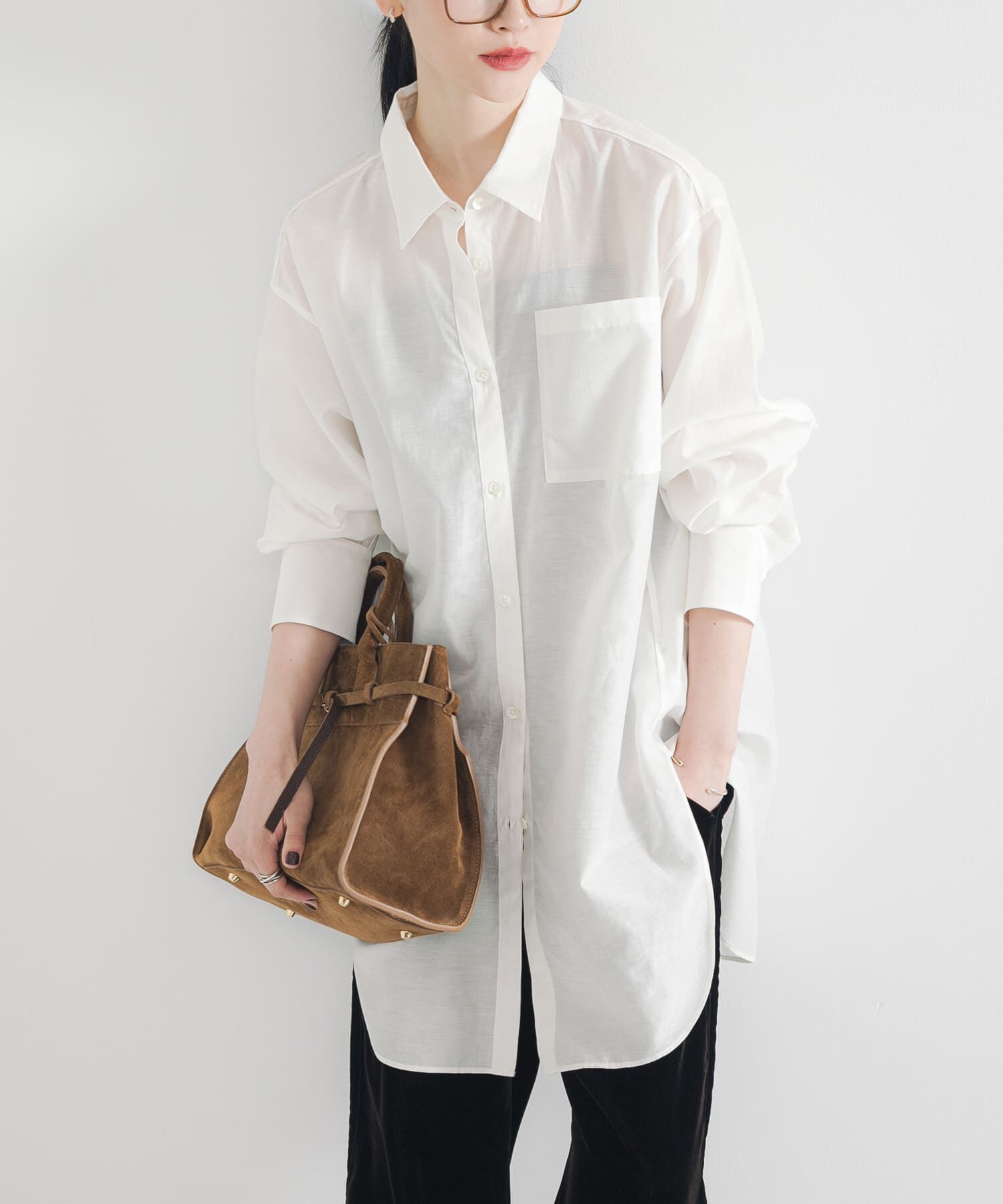 URBAN RESEARCH「シルクコットンロングシャツ」|シャツ・ブラウス|