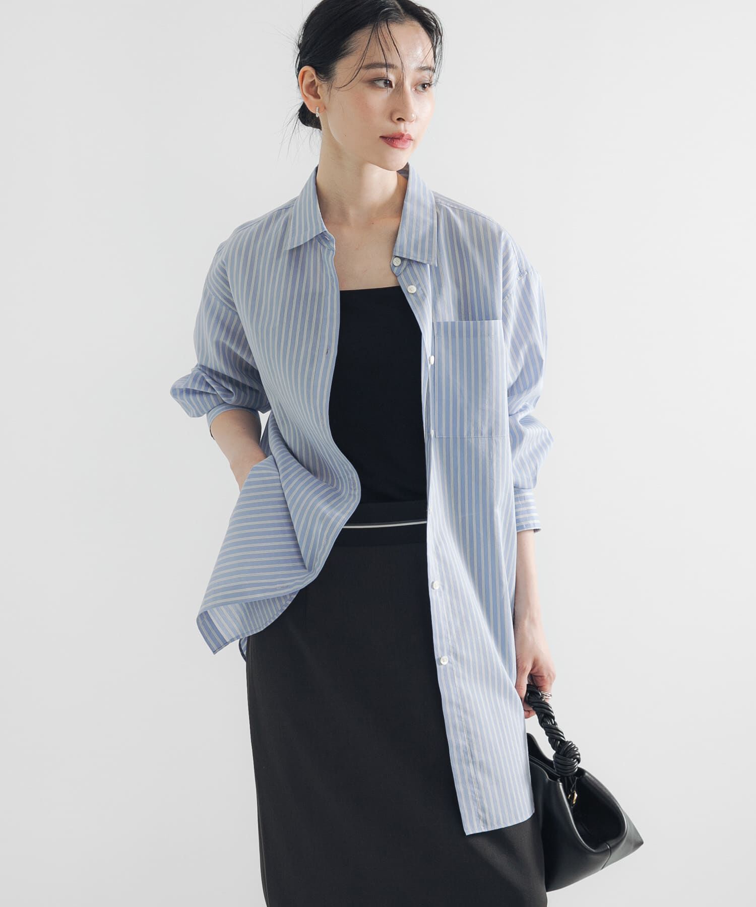 URBAN RESEARCH「シルクコットンロングシャツ」|シャツ・ブラウス|ストライプ