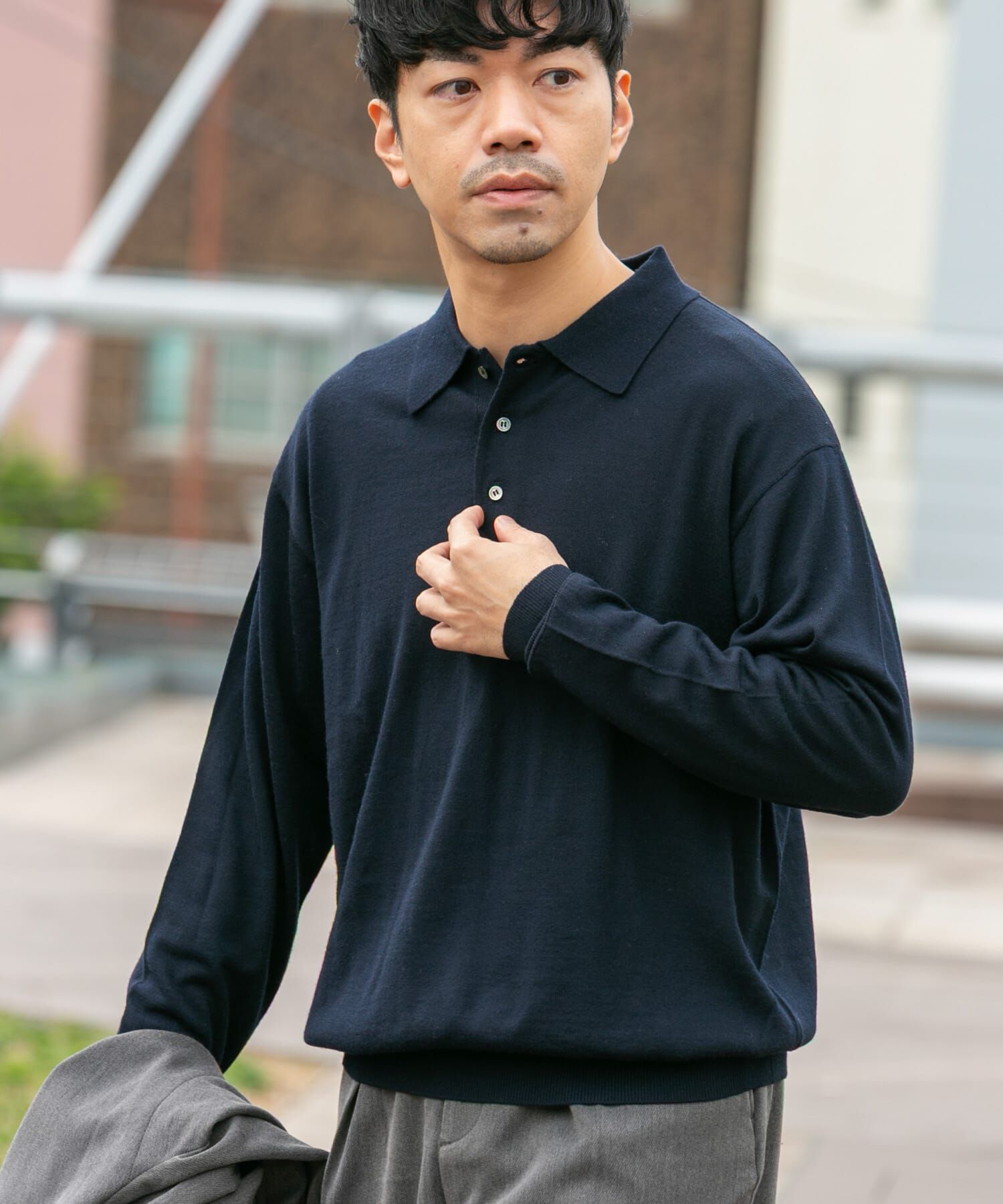 URBAN RESEARCH ROSSO「イタリア糸メリノウールニットポロシャツ」|ニット・セーター|