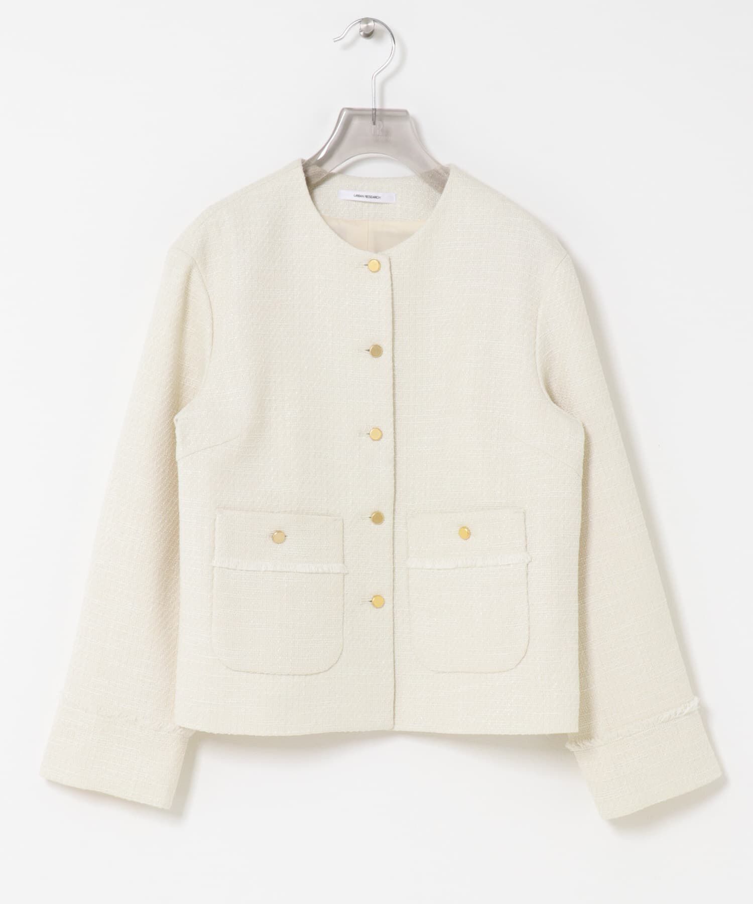 URBAN RESEARCH「ノーカラーツイードジャケット」|ノーカラージャケット|