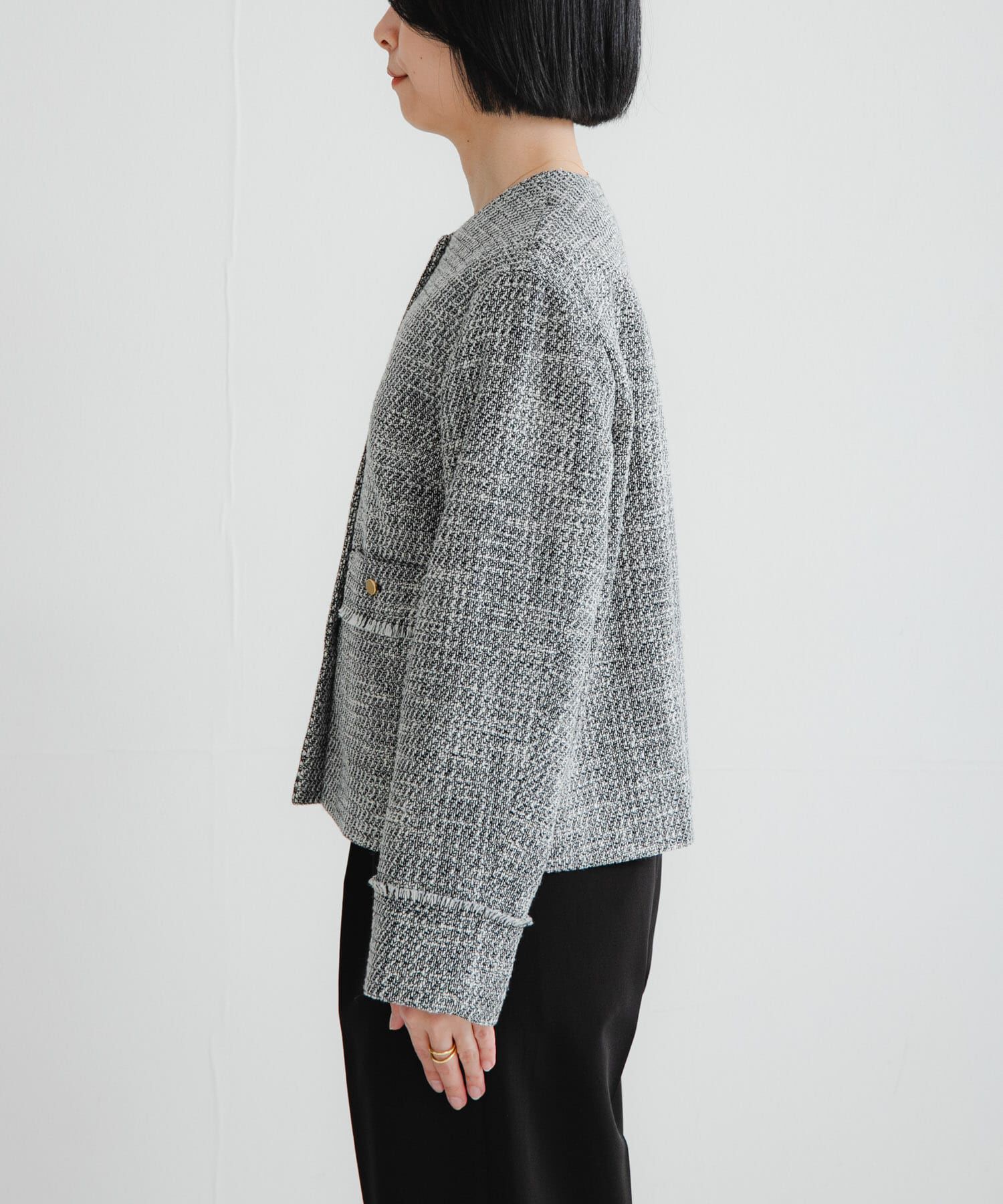 URBAN RESEARCH「ノーカラーツイードジャケット」|ノーカラージャケット|