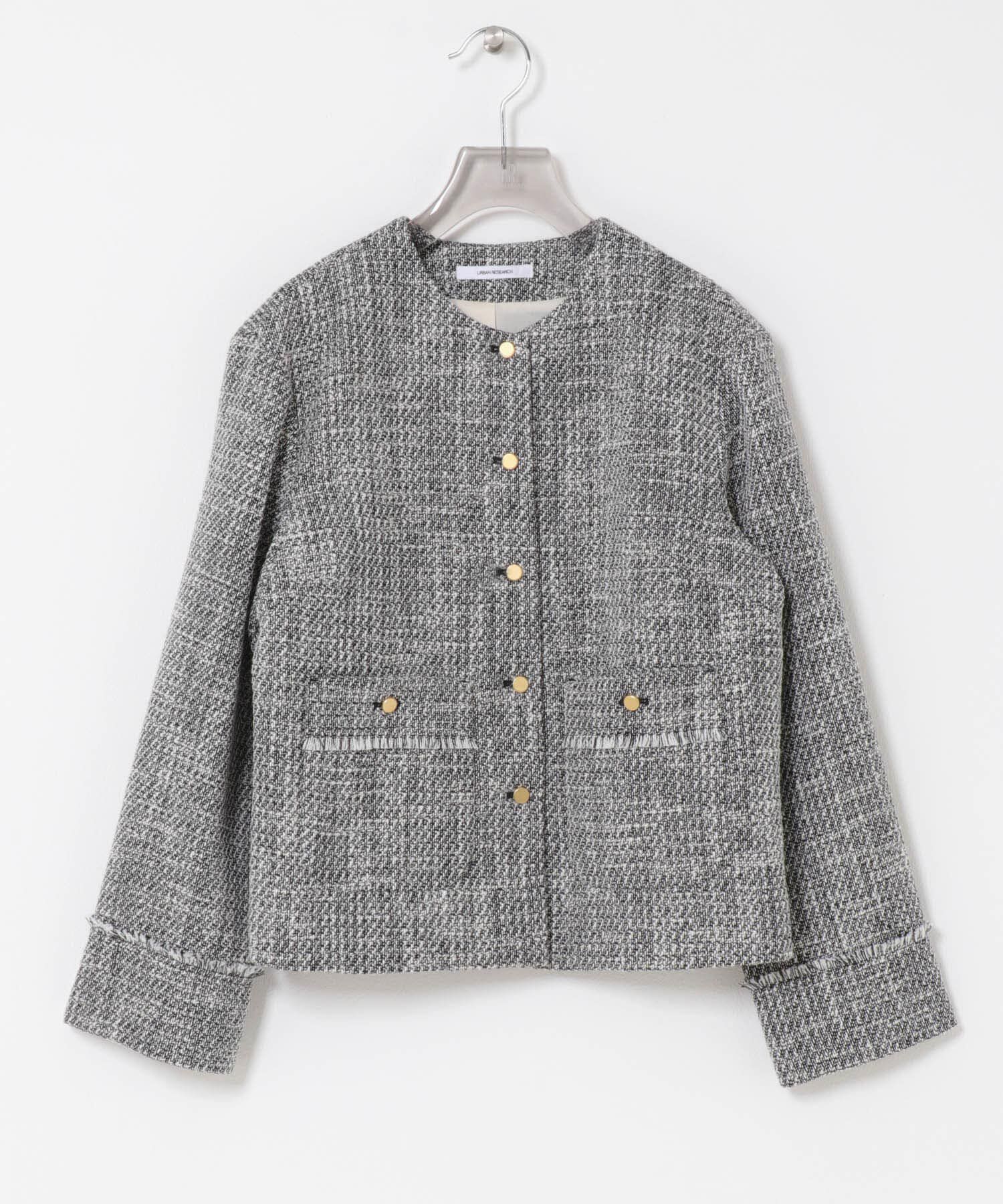 URBAN RESEARCH「ノーカラーツイードジャケット」|ノーカラージャケット|