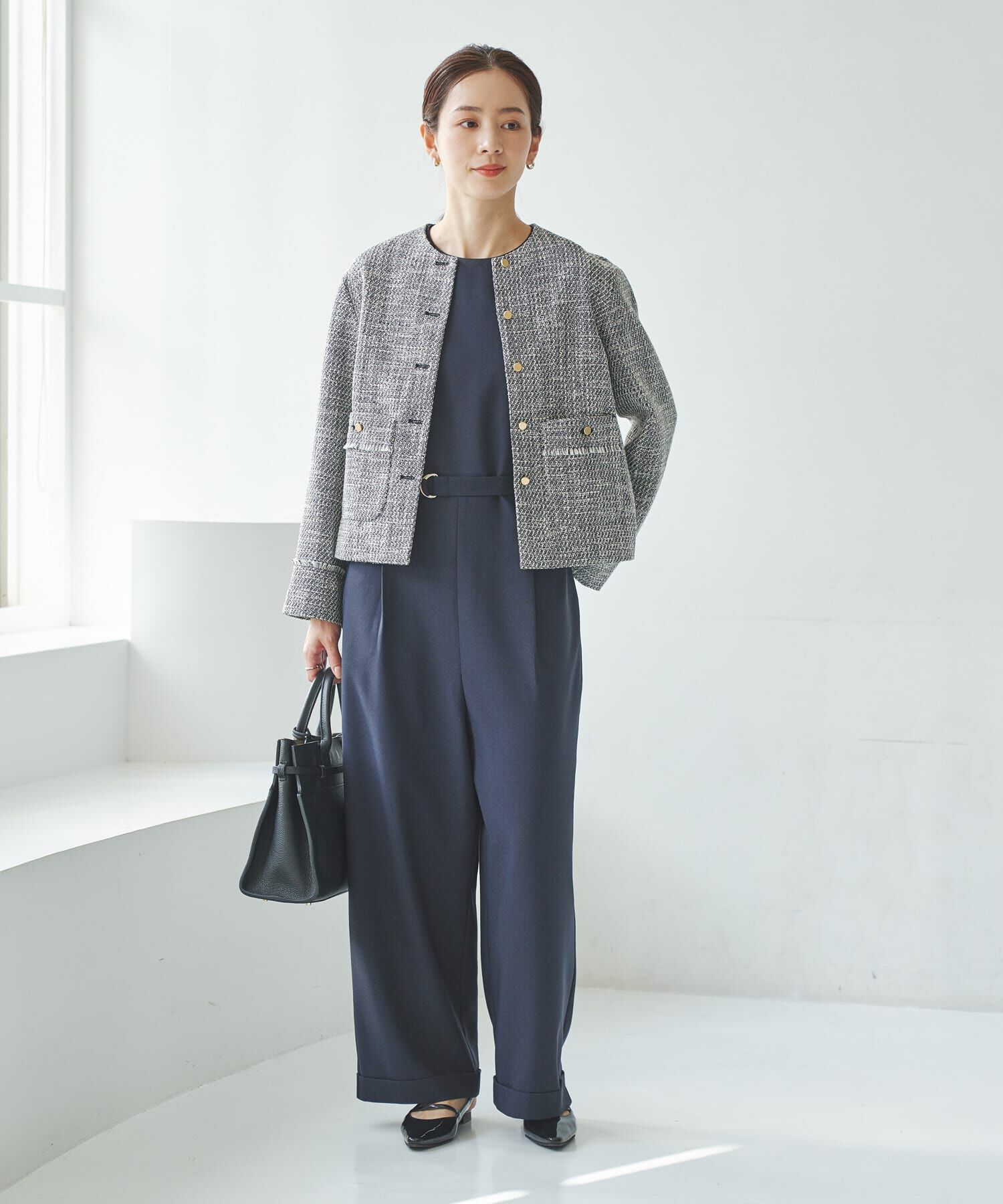 URBAN RESEARCH「ノーカラーツイードジャケット」|ノーカラージャケット|