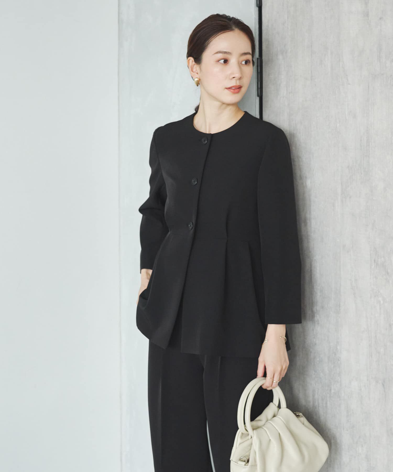 URBAN RESEARCH「ノーカラーペプラムジャケット」|ノーカラージャケット|