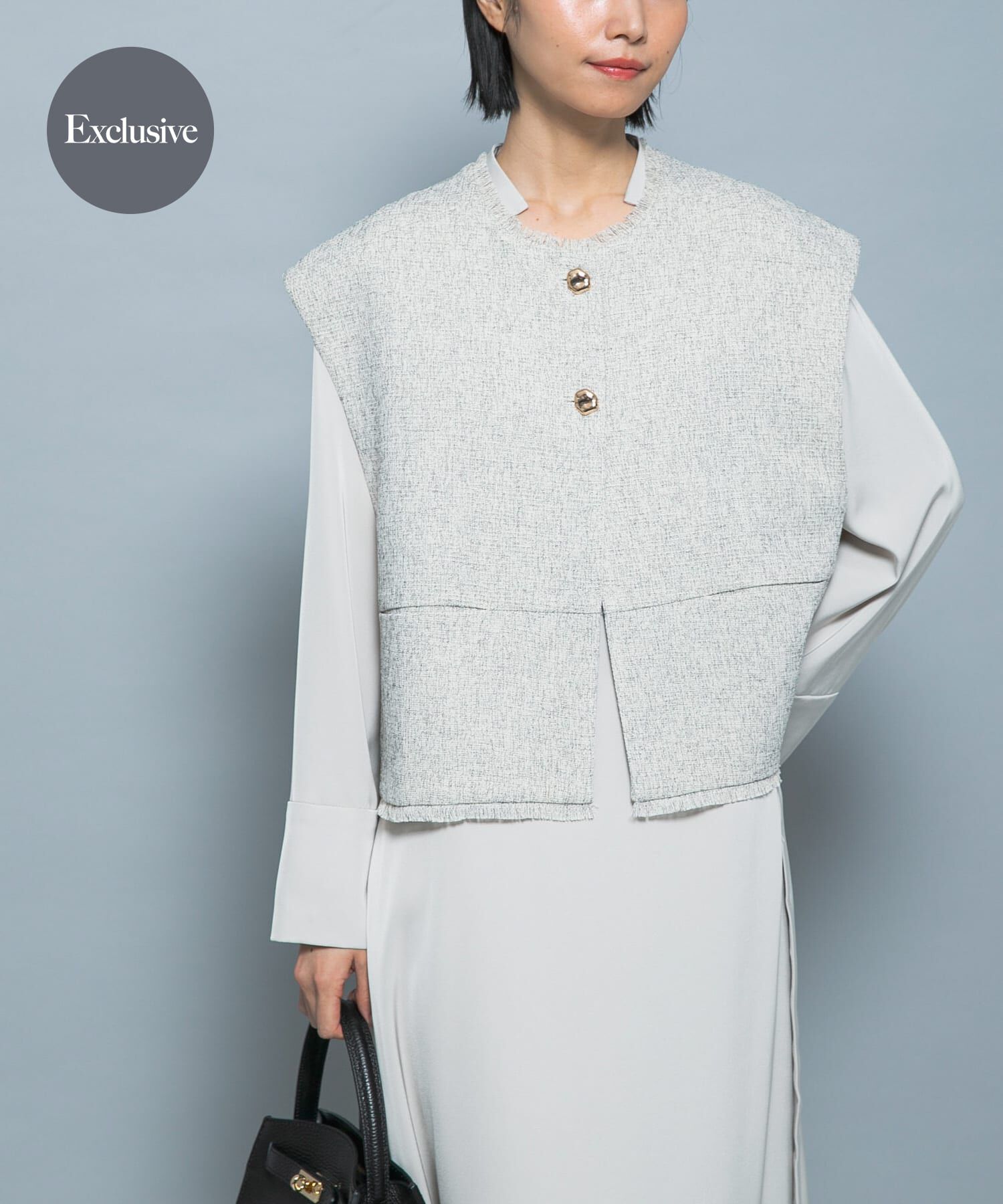 URBAN RESEARCH ROSSO「『別注』CHIGNON&times;ROSSO　ツイードショートベスト」|ベスト・ジレ|ホワイト系その他