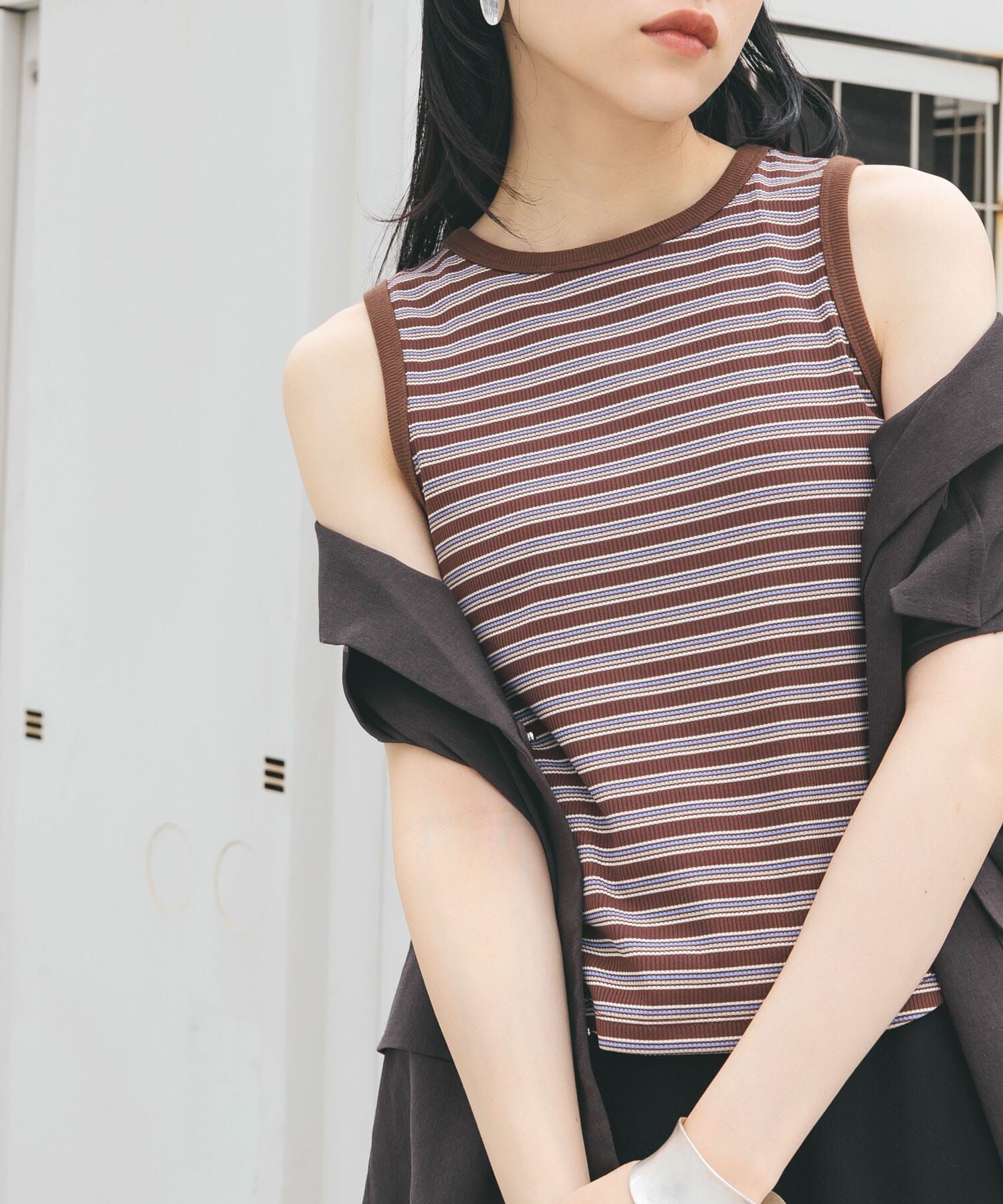  「クロップドタンクトップ」|タンクトップ|ブラウン系その他