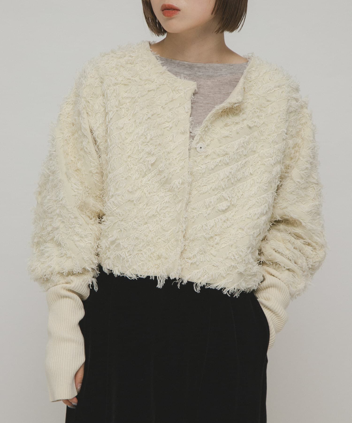  「2WAYフリンジカーディガン」|カーディガン|アイボリー