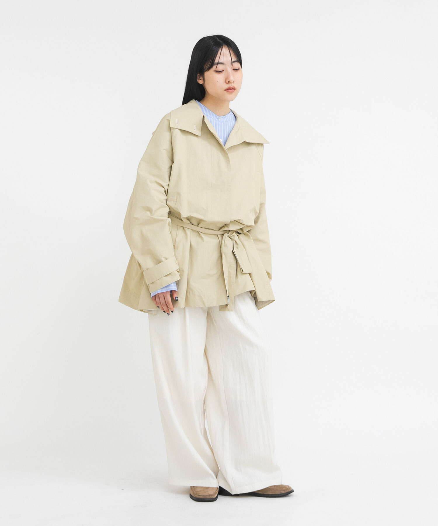  「テントラインBIGミドルコート」|ノーカラーコート|