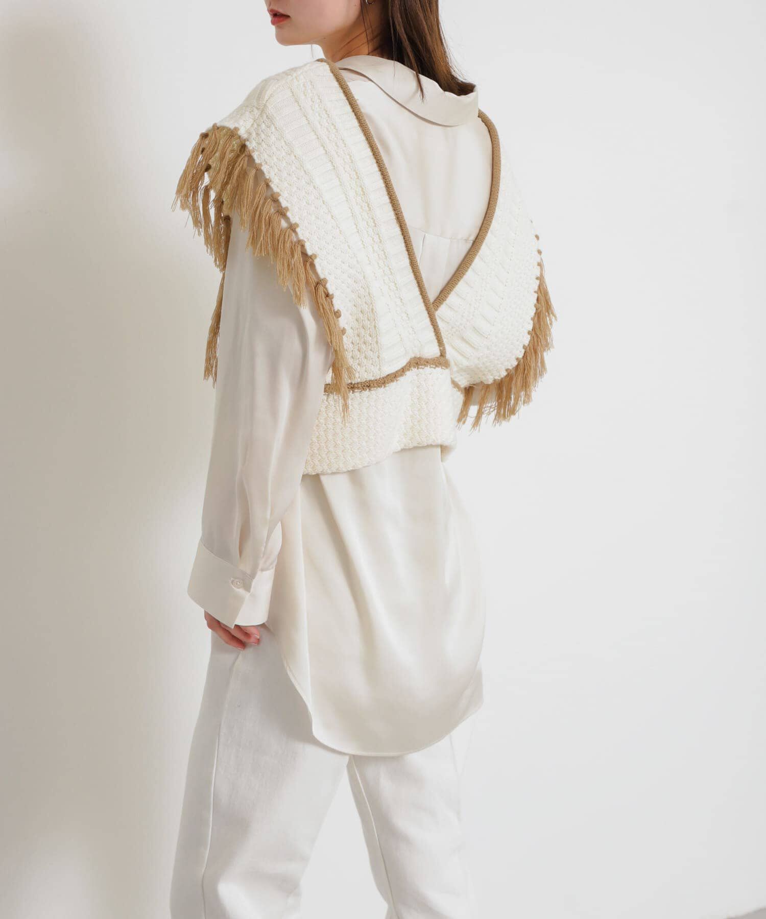 SENSE OF PLACE by URBAN RESEARCH「フリンジニットベスト」|ベスト・ジレ|