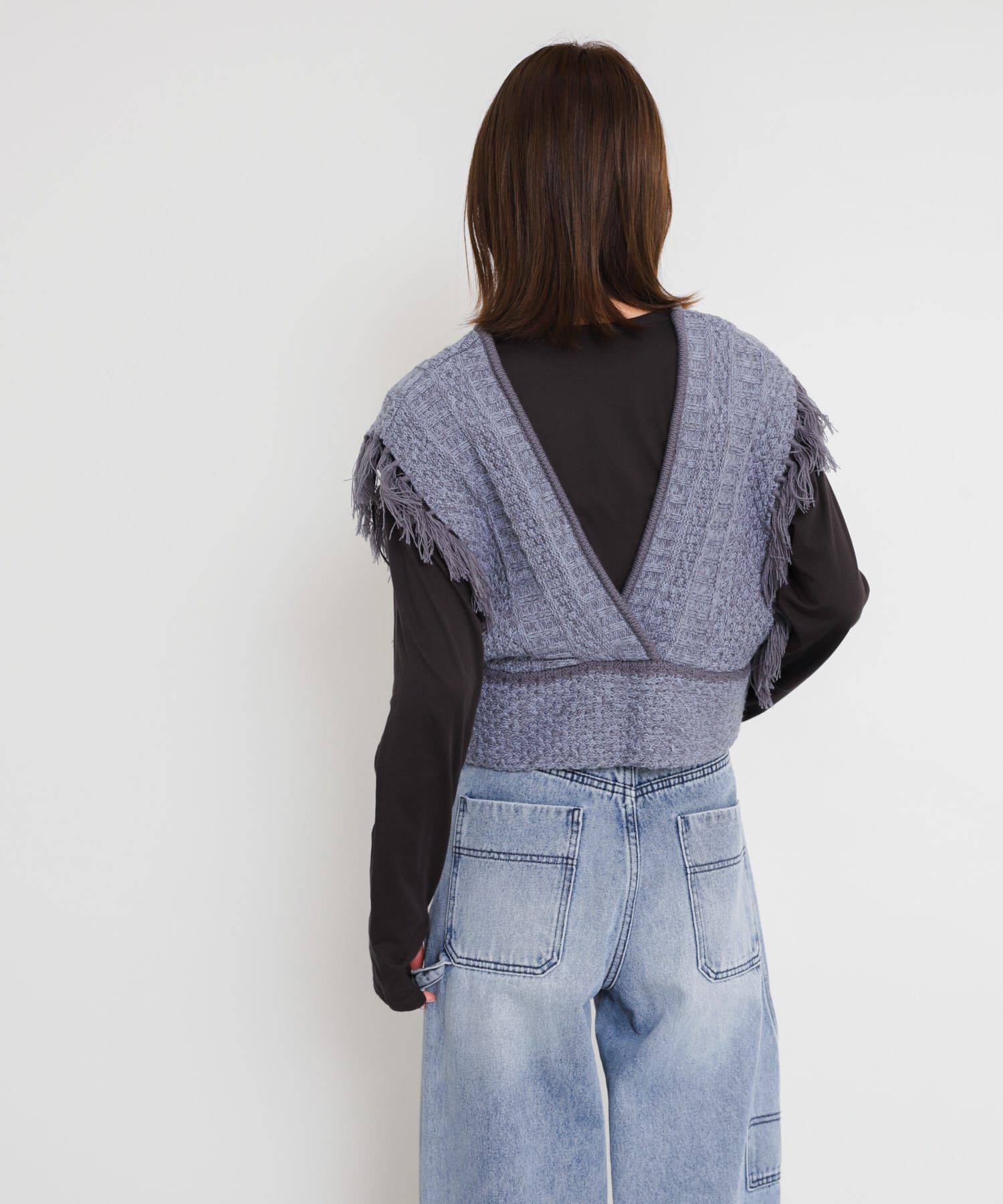 SENSE OF PLACE by URBAN RESEARCH「フリンジニットベスト」|ベスト・ジレ|