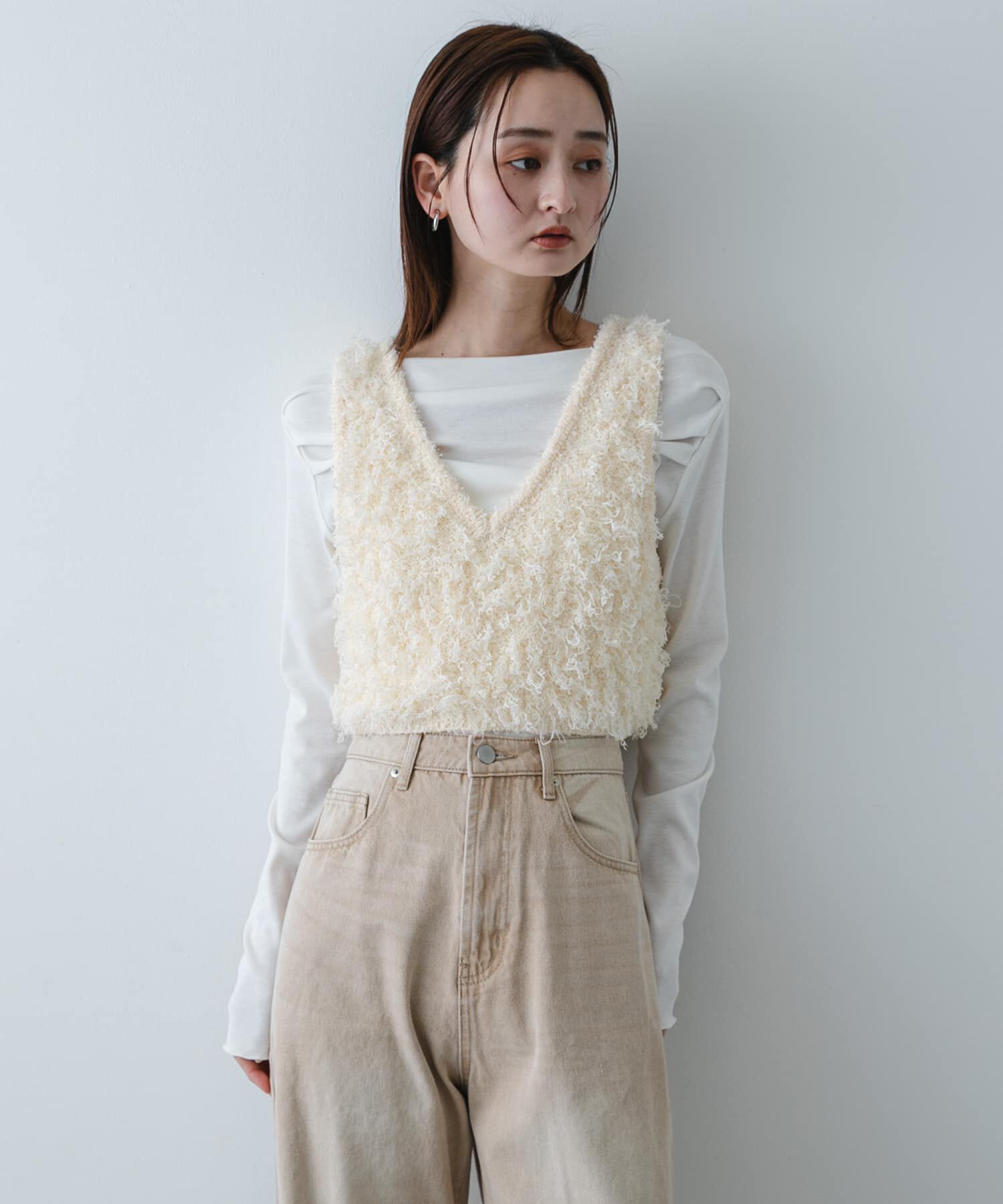 SENSE OF PLACE by URBAN RESEARCH「『洗濯可』2wayリボンヤーンループニットベスト」|ベスト・ジレ|