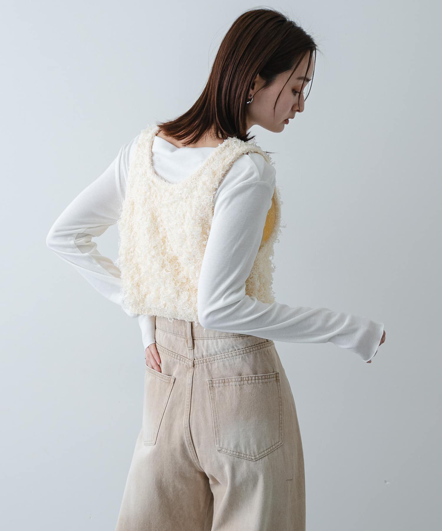 SENSE OF PLACE by URBAN RESEARCH「『洗濯可』2wayリボンヤーンループニットベスト」|ベスト・ジレ|