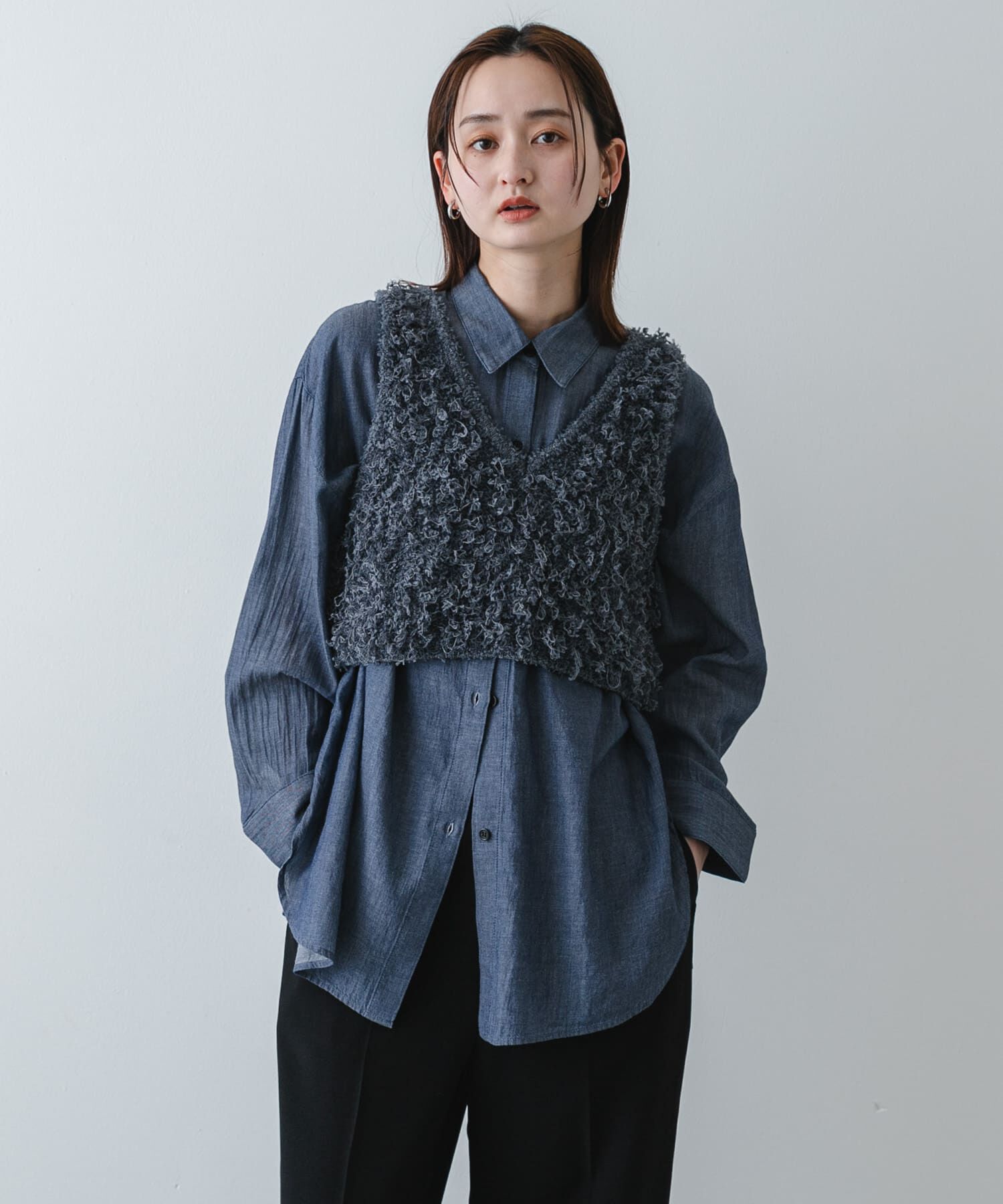 SENSE OF PLACE by URBAN RESEARCH「『洗濯可』2wayリボンヤーンループニットベスト」|ベスト・ジレ|