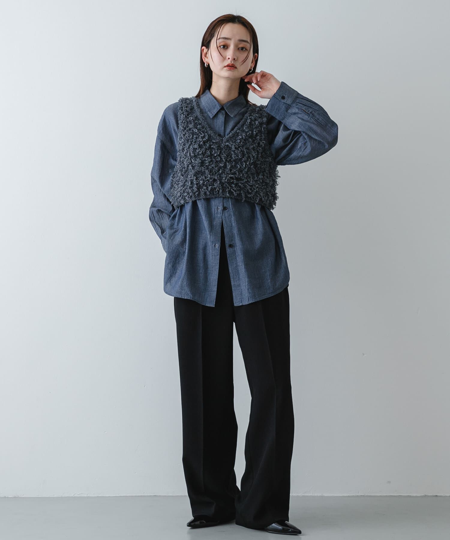 SENSE OF PLACE by URBAN RESEARCH「『洗濯可』2wayリボンヤーンループニットベスト」|ベスト・ジレ|