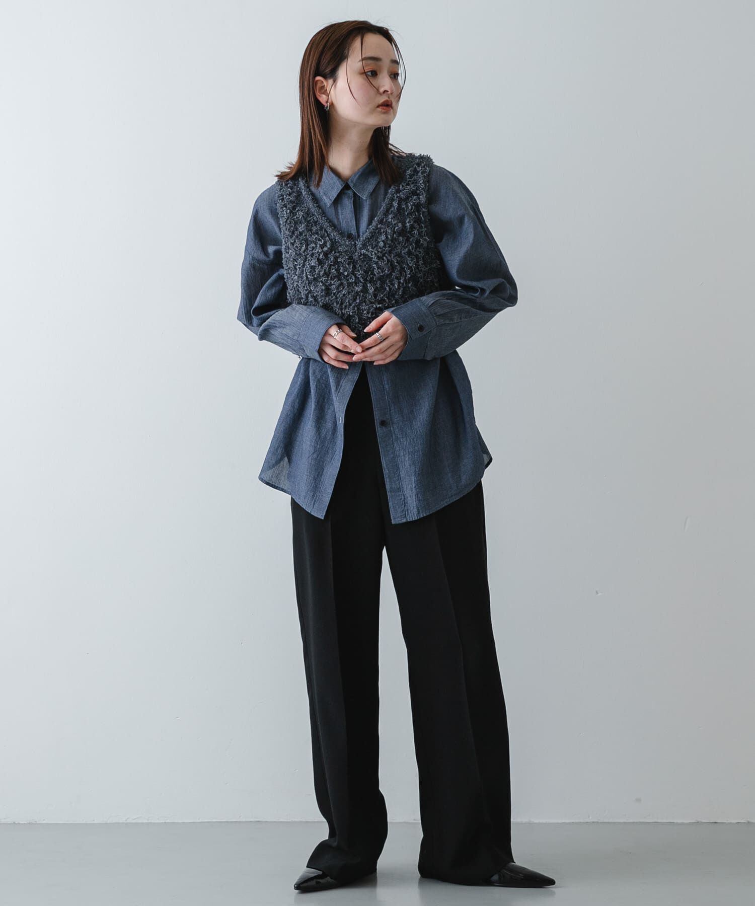 SENSE OF PLACE by URBAN RESEARCH「『洗濯可』2wayリボンヤーンループニットベスト」|ベスト・ジレ|