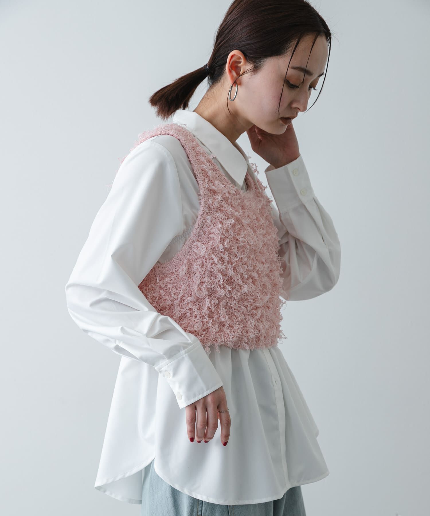 SENSE OF PLACE by URBAN RESEARCH「『洗濯可』2wayリボンヤーンループニットベスト」|ベスト・ジレ|ピンク