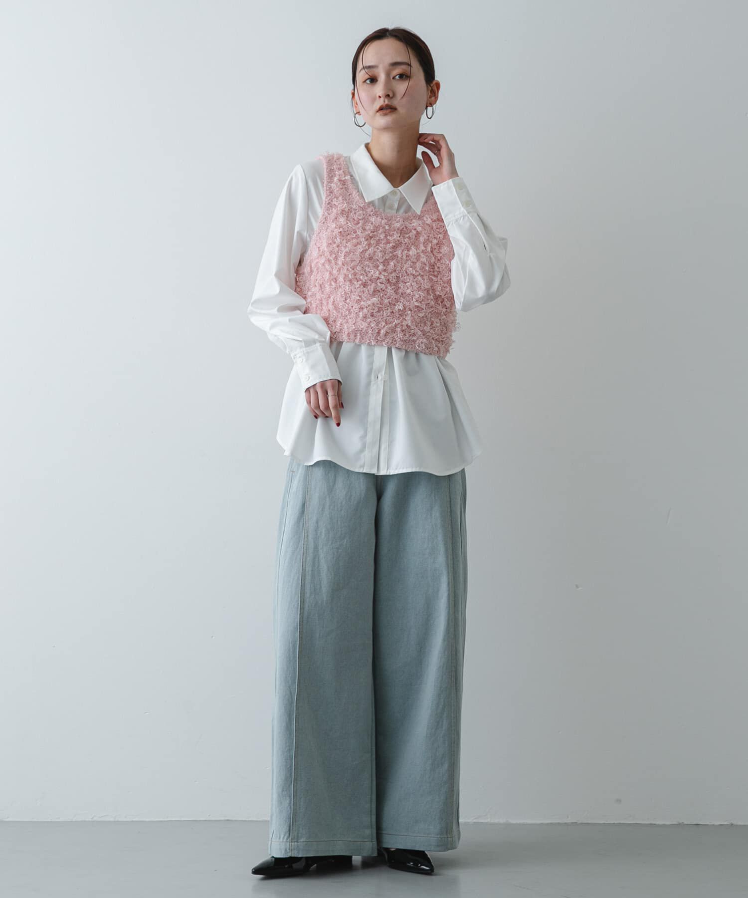 SENSE OF PLACE by URBAN RESEARCH「『洗濯可』2wayリボンヤーンループニットベスト」|ベスト・ジレ|