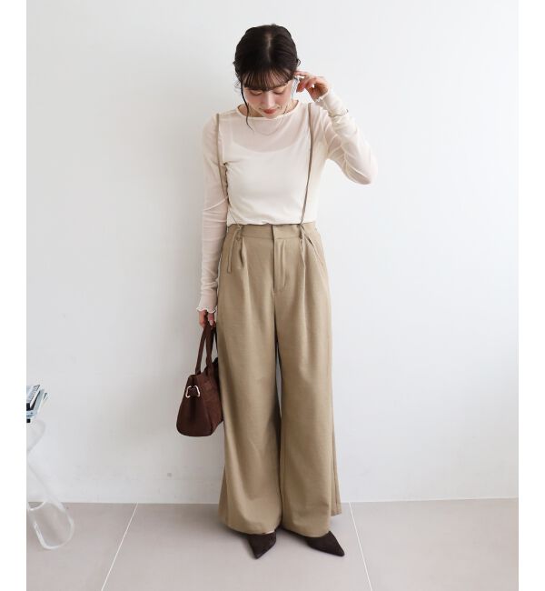  「《手洗い可能》ドビークロスサス付きタックワイドパンツ」|その他|