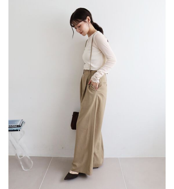  「《手洗い可能》ドビークロスサス付きタックワイドパンツ」|その他|