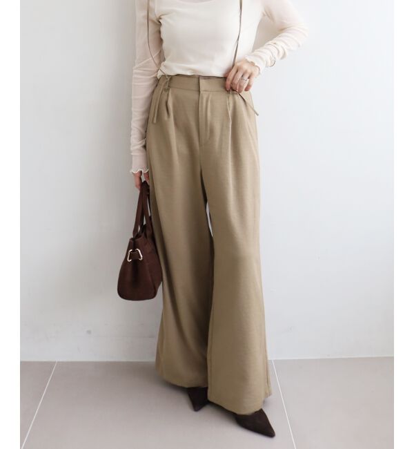  「《手洗い可能》ドビークロスサス付きタックワイドパンツ」|その他|