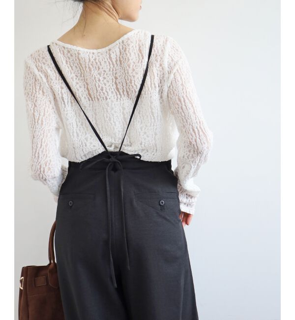  「《手洗い可能》ドビークロスサス付きタックワイドパンツ」|その他|ブラック