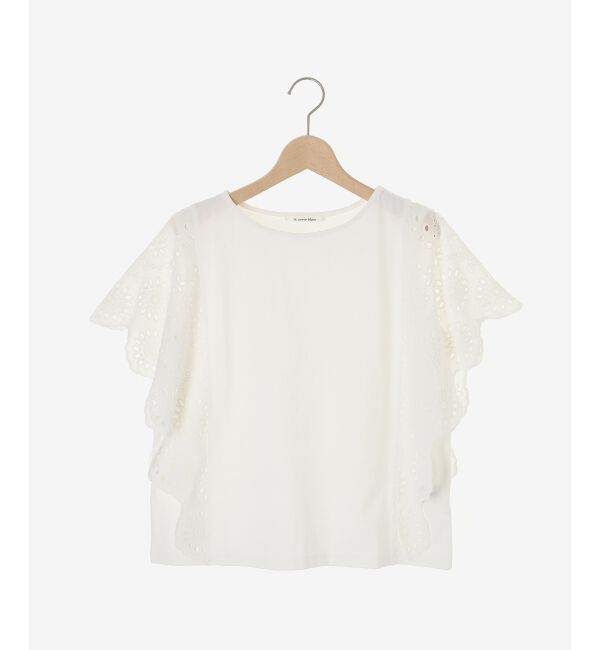  「《手洗い可能》スカラップレーススリーブカットソー」|Tシャツ・カットソー|