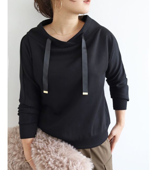  「《WEB限定アイテム》パーカーライクデザイントップス」|Tシャツ・カットソー|ブラック