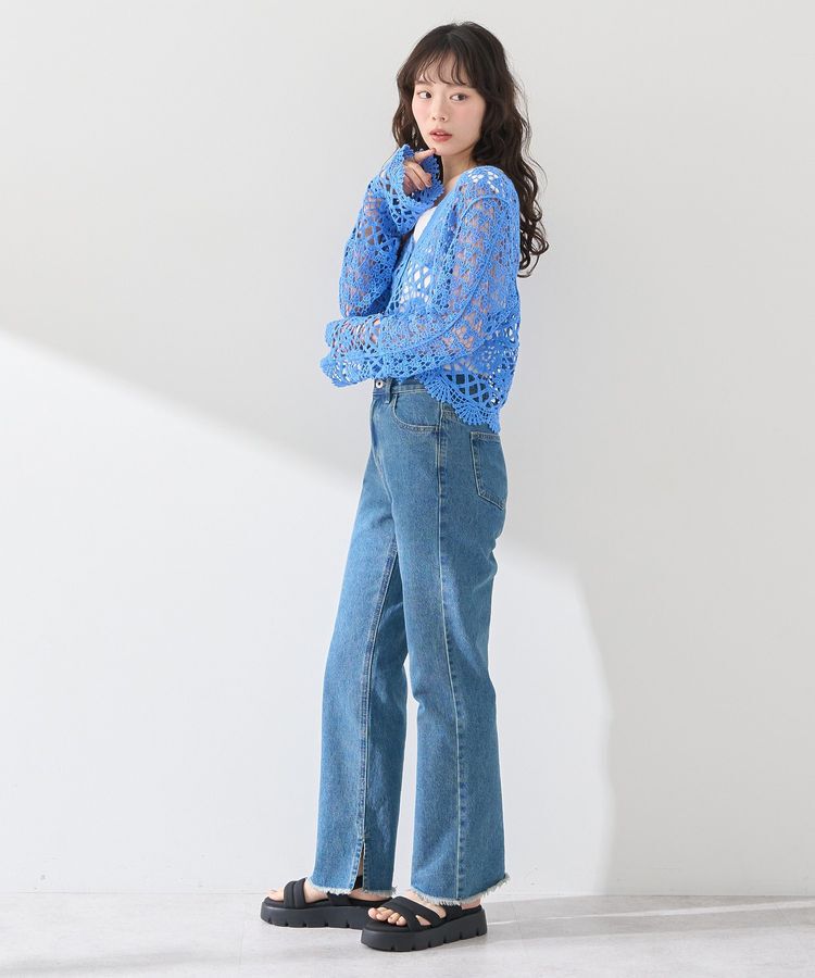 earth music&ecology「クロシェ風Vネックカーディガン」|カーディガン|