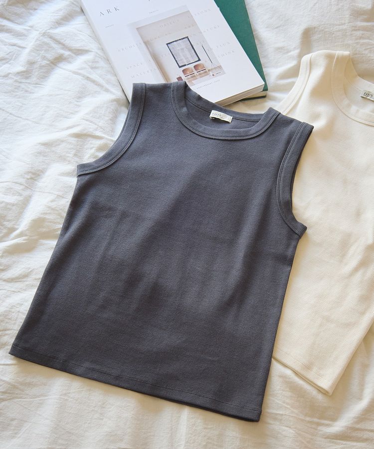 earth music&ecology「リブタンクトップ」|インナー|Charcoal Gray