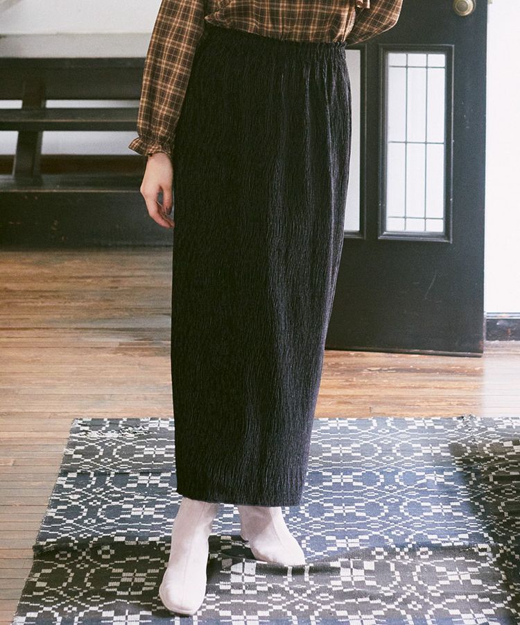 earth music&ecology「シャイニーベロアスカート」|タイト|