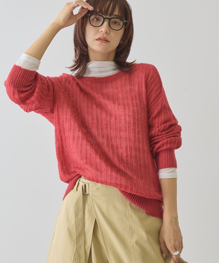 AMERICAN HOLIC「モヘアタッチルーズ編みプルオーバー」|ニット・セーター|Red