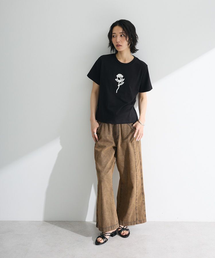 Green Parks「・DOUBLE FLAGS ローズチェーン刺繍TEE」|Tシャツ・カットソー|