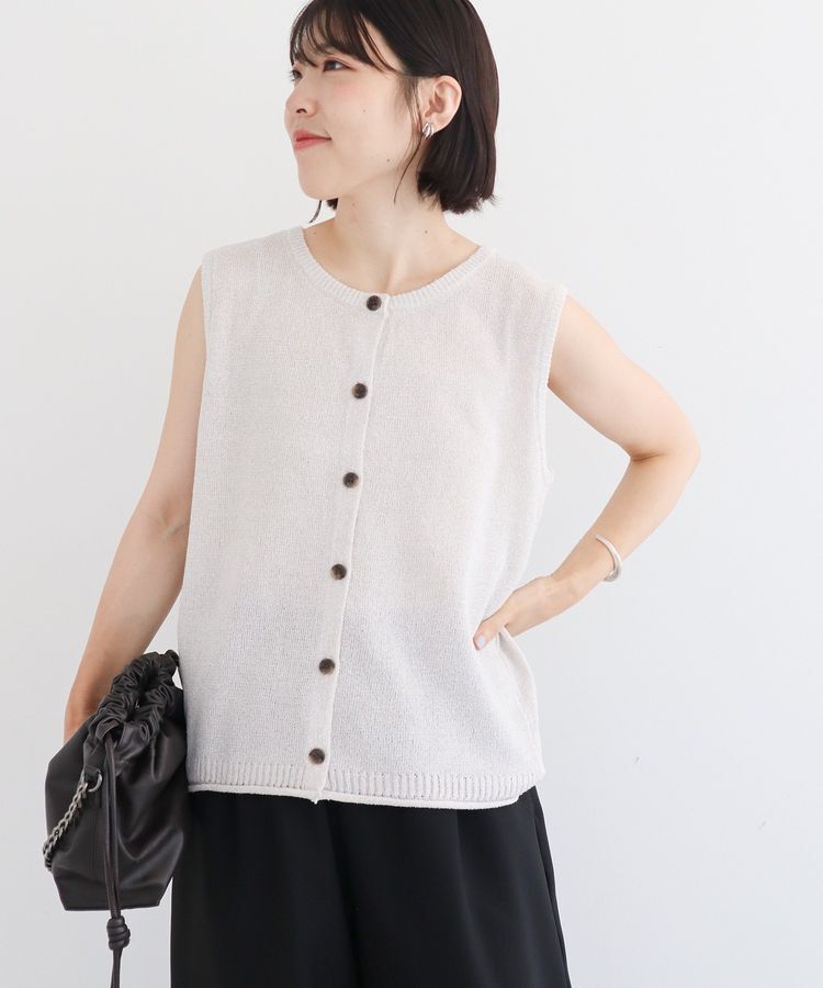 Green Parks「前後2way ミックスカラーノースリーブニット」|ベスト・ジレ|Light Gray