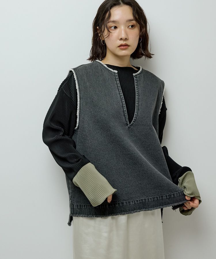 Green Parks「フリンジ付きデニムベスト」|ベスト・ジレ|