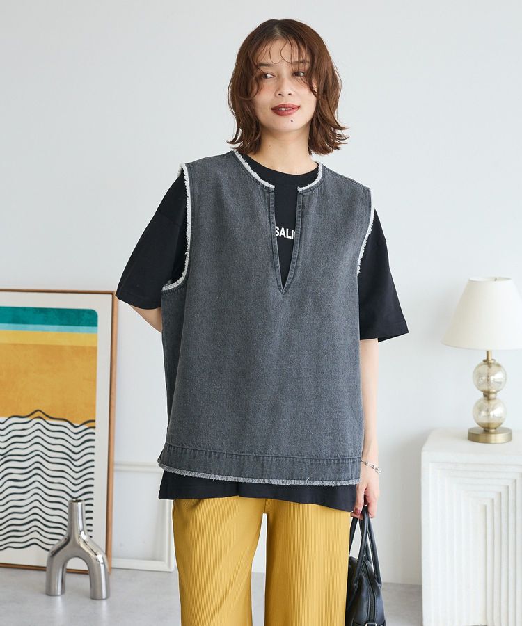 Green Parks「フリンジ付きデニムベスト」|ベスト・ジレ|