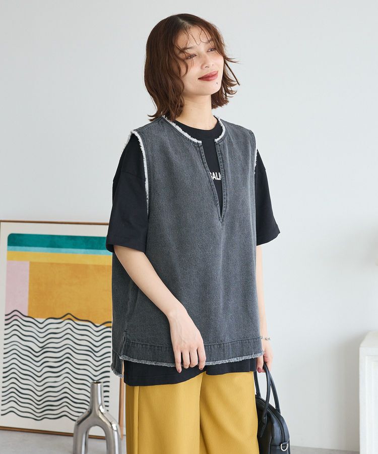 Green Parks「フリンジ付きデニムベスト」|ベスト・ジレ|